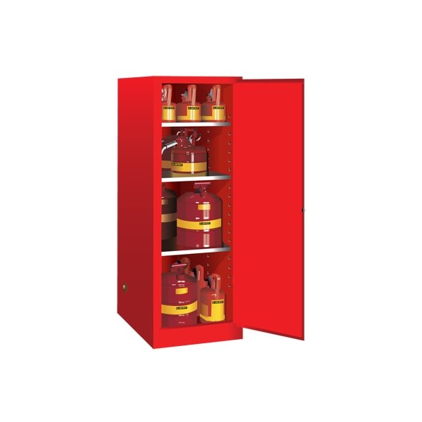 90 gal, 2 Shelves, 18-Gauge Steel, 43 in W x 65 in H x 34 in D, Yellow